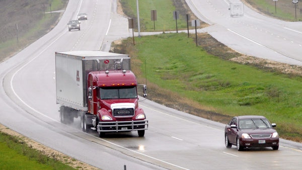 Rainy Truck on Highway